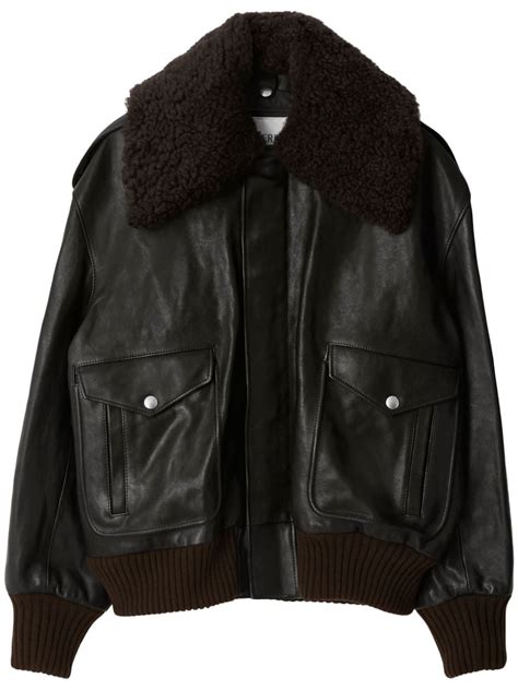 burberry oversize collar shearling jacket|burberry leather jacket men's.